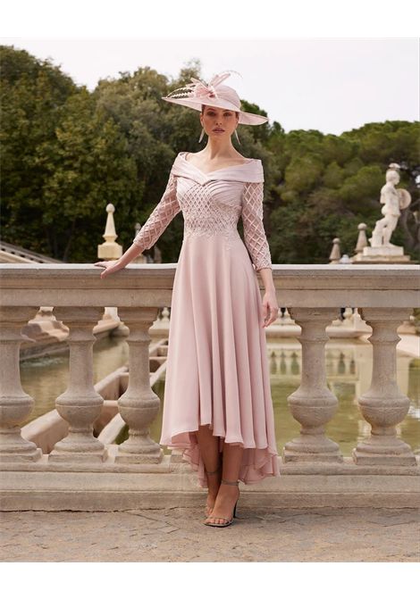 Abito da Cerimonia Rosa Clará Couture Club con Scollo a Barca COUTURE CLUB | Abiti | 7G184GEOP0410ROSA PALO